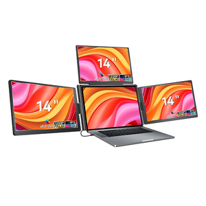 Thiết bị điện tử ba màn hình di động màn hình <span class=keywords><strong>LCD</strong></span> Monitor 14 inch loại bàn phù hợp với 12-18 inch máy tính xách tay Quad Màn hình máy trạm - Product Image 1