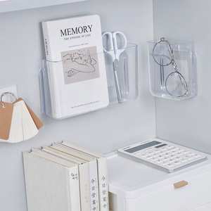 Boîte de rangement murale transparente pour papeterie, organisateur de bureau, forme rectangulaire avec design clair, pour bureau ou salle de bain - Product Image 2