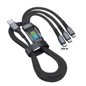 Hot 100W Transparent Nylon Digital <b>Display</b> Three-in-One Fast Charging Data <b>Cable</b> One-to-Three Compatibility for Huawei Android - Product Image 6