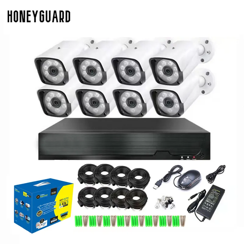 Atacado 8 peças 5MP Câmera de Segurança PoE Sistema de CCTV sem fio Kit 8CH NVR Kits 8 canais Câmera de Vigilância