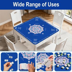 Tapis de mahjong américain en caoutchouc 31,5''x31,5'' avec règles, antidérapant, réduction du bruit, couverture de table de jeu pour le mahjong - Product Image 6