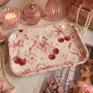 Bandeja de Metal con Forma de Corazón y Diseño Floral de Margaritas, Personalizada para Chicas, con Tejido de Araña Rosa, para Tabaco - Product Image 2