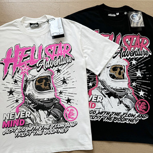 เสื้อยืดคอกลมแขนสั้นทรงหลวม รุ่น 2026 New Hell Star Space Skull Retro Distressed  ผ้าฝ้ายผสมใยไผ่ แห้งเร็ว ลายตัวอักษรแบบดิสเทรส สไตล์ฮิป - Product Image 4