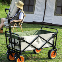 Chariot de camping pliable avec poignée réglable et design rétractable pour pique-nique en plein air, plage, jardin
