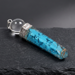 Orgone Turquoise Point with <b>Crystal</b> <b>Ball</b> Pendant Rozrin <b>Crystals</b> Brand Carved & Engraved Love Theme - Product Image 2