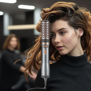 3-in-1 Round Rotating <strong>Ionic</strong> <strong>Hair</strong> <strong>Brush</strong> with Hot Air Drying Travel-Friendly 900-1200W High-Speed Motor Concentrator Nozzle - Product Image 4