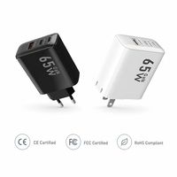 Chargeur de téléphone GaN 65W, charge rapide PD QC3.0, adaptateur mural 2C1A, alimentation multi-ports pour ordinateur portable, tablette, appareil photo, écouteurs, prise EU US