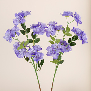 Flores Artificiales de Rosa Pequeña de 5 Ramas, 73 cm, Color Azul, Decoraciones para Bodas, Flores de Seda y Plástico con Alambre - Product Image 1