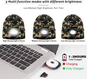 Gorro de <span class=keywords><strong>Camuflaje</strong></span> ATNKE para Niños con Luz LED, Recargable por USB, Linterna Frontal de 4 LED para Niños y Niñas - Product Image 6