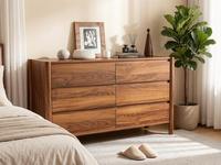 Lemari Laci 6 Laci Modern dengan Sambungan Kayu, Kabinet Penyimpanan Kayu Bergaya Mid-Century untuk Kamar Tidur, Rumah Sakit, Ruang Tamu, Ramah Lingkungan