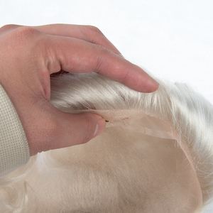 Prothèse capillaire de haute qualité 100 % cheveux humains vierges indiens Remy pour hommes, base brun foncé/clair, ligne de cheveux naturelle, petit bonnet, longueur courte - Product Image 3