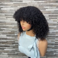 Perruque YWhair en cheveux humains bouclés coupe pixie, fabriquée à la machine, sans lacet, double épaisseur, style bob, en cheveux vierges, pour femmes noires