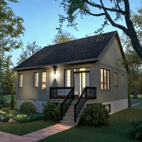Maison préfabriquée moderne américaine à ossature légère en acier, maison familiale permanente personnalisée avec toit à pignon, revêtement extérieur et conception de sous-sol