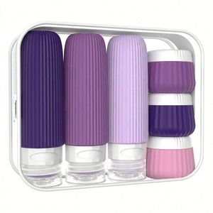 Bouteilles de voyage personnalisées avec logo, ensemble de pots cosmétiques étanches, ensemble de flacons de voyage rechargeables en silicone - Product Image 1