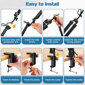 Factory OEM Led Desk Lamp Double Head Study Table Clip USB 20W Adjustable Arm Aluminum <strong>Clamp</strong> <strong>Light</strong> for 2 Computer Lamparas - Product Image 3