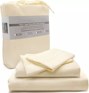 Série 2000 – Parure de draps-housses de luxe en microfibre 4 pièces, taille double, style uni, en polyester, pour lits domestiques ou hôteliers - Product Image 1
