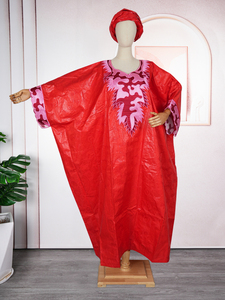 H & D S10688 africano tradicional Rich Bazin <span class=keywords><strong>mujeres</strong></span> vestido rojo mujer de talla grande traje de boda - Product Image 4