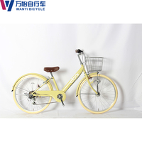 Bicicleta Urbana Clásica de 22/24 Pulgadas con Cuadro de Acero, 6 Velocidades, para Adultos, Material de Acero, Bicicleta para Mujer