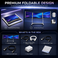 Écran portable pour ordinateur portable 18,5 pouces, extension d'écran quadruple, entièrement en aluminium, QHD 2560*1440 HDR IPS USB-C, compatible avec les ordinateurs portables de 11 à 18 pouces