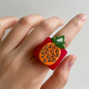 Fashion Summer Y2K Fruit Zircon <strong>Ring</strong> Women Girls Candy Color <strong>Thick</strong> Chunky Resin <strong>Ring</strong> for Women - Product Image 4