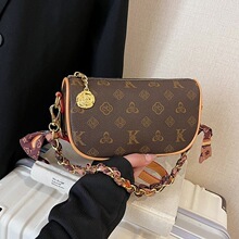 Sac à bandoulière en PU haut de gamme de marque 2026, modèle nouveau, durable, avec chaînes décoratives et fermeture éclair, bretelles réglables - Product Image 2