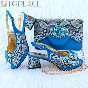 Scarpe da Donna Italiane di Design Verde con Strass, Eleganti Scarpe da Festa con Tacco 6,6 cm e Set Borsa Abbinata - Product Image 3