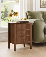 Table de chevet haute cannelée de style Mid-Century Modern avec rangement pour chambre et salon, en noyer