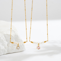 Collier pour femme en acier plaqué or 18 carats PVD, avec perles d'eau douce rondes multicolores et zircone, chaîne satellite, cadeau tendance
