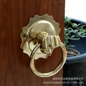 Poignée de porte en cuivre de style chinois moderne, avec anneau rond et tête d'animal, pour art ancien - Product Image 4
