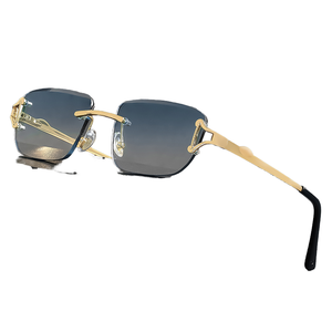 Gafas de Sol HBK de Lujo sin Marco, Lentes de Cristal con Degradado Azul, Logotipo Personalizado, Montura Metálica Rosa, Unisex, para Ciclismo, Viajes, Modernas y Elegantes - Product Image 1