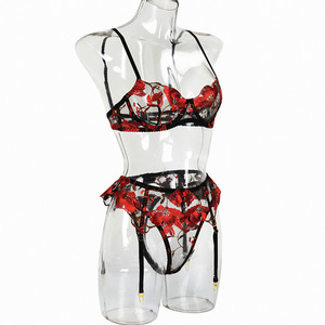 Completo Intimo Sexy da Donna di Grande Successo in Pizzo Ricamato <span class=keywords><strong>Trasparente</strong></span> a Rapida Asciugatura con Effetto <span class=keywords><strong>Push</strong></span>-<span class=keywords><strong>Up</strong></span> - Product Image 4