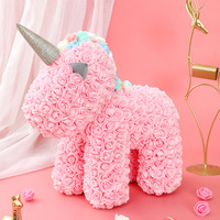 Boîte cadeau licorne en mousse - Produit fini - Cadeau d'anniversaire DIY fait main avec fleur éternelle licorne - Idée créative