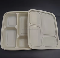 Plateau repas scolaire jetable en amidon de maïs ZS 850 ml à 3 compartiments et assiettes de fête compostables, micro-ondables et biodégradables
