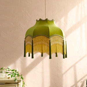 Lustre LED <span class=keywords><strong>en</strong></span> <span class=keywords><strong>tissu</strong></span> vintage à pampilles de style français, <span class=keywords><strong>suspension</strong></span> <span class=keywords><strong>en</strong></span> cuivre <span class=keywords><strong>pour</strong></span> salon, <span class=keywords><strong>chambre</strong></span>, bureau, salle à manger - Product Image 2