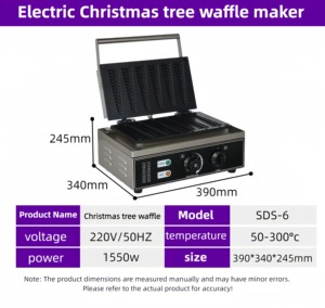 Gaufrier commercial 220V en acier inoxydable, moules en forme d'arbre de Noël et de blé, antiadhésif, chauffage électrique, arrêt automatique, minuterie - Product Image 6