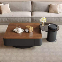 Table basse moderne en bois massif avec rangement, couleur crème, facile à nettoyer, meubles de salon de luxe pour usage domestique