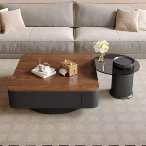 Table basse moderne en bois massif avec rangement, couleur crème, facile à nettoyer, meubles de salon de luxe pour usage domestique - Product Image 6