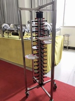 Chariot de service mobile en acier inoxydable et PP pour hôtel et banquet VNTKITCHEN, chariot à nourriture, porte-assiettes de restaurant, chariot de rangement pour 84 assiettes