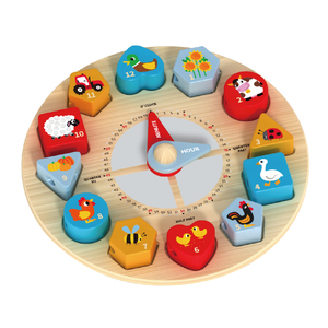 Orologio in Legno Giocattolo per Bambini per <span class=keywords><strong>Imparare</strong></span> il Tempo, <span class=keywords><strong>Numeri</strong></span>, Forme e Colori - Gioco di Abbinamento - Product Image 6