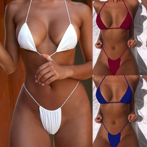 Personalizable Color sólido Sexy negro de dos piezas mostrar cintura playa <span class=keywords><strong>Bikini</strong></span> mujer <span class=keywords><strong>Tanga</strong></span> traje de baño bikinis <span class=keywords><strong>y</strong></span> Bañadores - Product Image 6