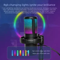 Microphone de jeu RGB coloré USB pour ordinateur, streaming en direct, enregistrement vocal, microphone à condensateur mobile sans pilote MC-300