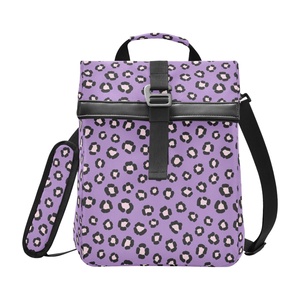 Sac à lunch isotherme pliable et réutilisable à motif léopard violet, faible MOQ, durable, avec logo personnalisé, sac à lunch portable pour femmes - Product Image 1