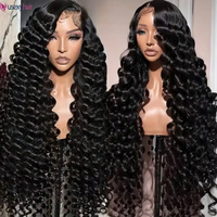 Wig Rambut Asli 250% Density 5x5 Gluess Wig 13x4 13x6 HD Transparent Lace Frontal Lace Preplucked Natural Black Deep Wave Frontal