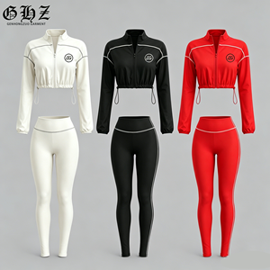 Abbigliamento Sportivo da Donna Autunno 2026, Set Personalizzato 2 Pezzi con Giacca a Vento e Leggings, Tuta Casual con Top Corto con Zip - Product Image 1