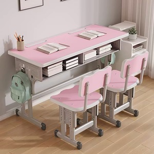 Doppia scrivania moderna sedia regolabile funzione uso scuola camera da letto soggiorno casa ufficio parco in metallo durevole plastica scuola Set - Product Image 5
