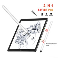 2'si 1 Arada Aktif Kapasitif Dokunmatik Metal Stylus Kalem Manyetik Kapaklı Disk Silikon Uçlu Hafif 18g Android/iOS/Windows Tabletler için