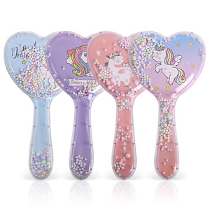 Penjualan terlaris lucu bentuk hati kartun payet bergagang panjang sikat rambut pijat pasir hisap bantalan udara sisir penata rambut untuk anak-anak - Product Image 1