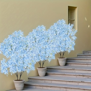 3 grands arbres artificiels de cerisier bleu, ornements de fleurs artificielles, parfaits pour le jardin, la salle de séjour, la chambre à coucher, le balcon - Product Image 5