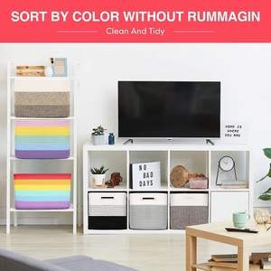 Venta al por mayor plegable 3 uds regalo duradero cuerda de algodón Cestas tejidas cestas de almacenamiento de <span class=keywords><strong>juguetes</strong></span> <span class=keywords><strong>para</strong></span> <span class=keywords><strong>organizar</strong></span> - Product Image 3