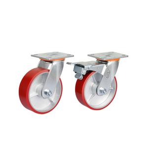 Venda quente <span class=keywords><strong>5</strong></span> Polegada Vermelho Heavy Duty Giratória PU Roda Caster com Placa Superior De Liga De Zinco - Product Image 6